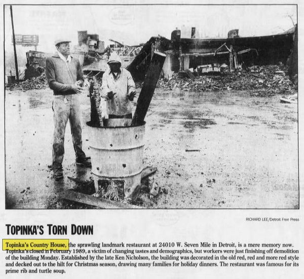 Topinkas Country House - Nov 1990 Demolition (newer photo)